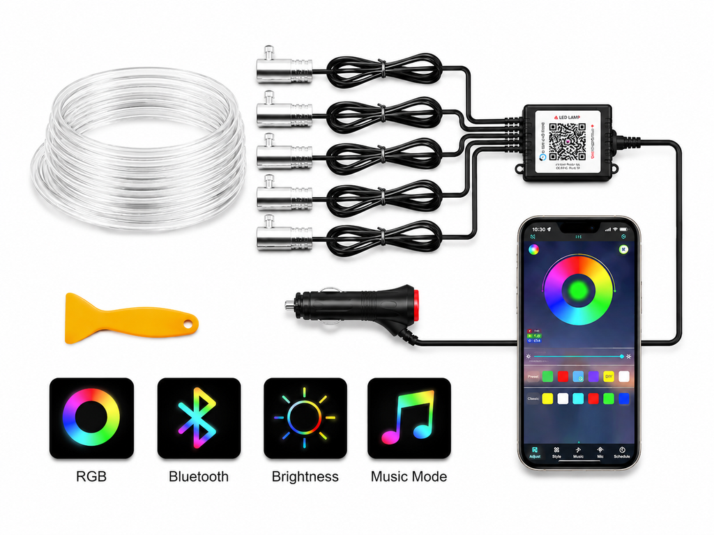 JAYM Glow — Éclairage LED Ambiance Voiture RGB Fibre Optique
